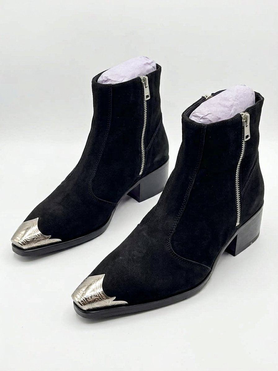 Scarface - The Mafia Suede Silver Toe ZIpper Boots