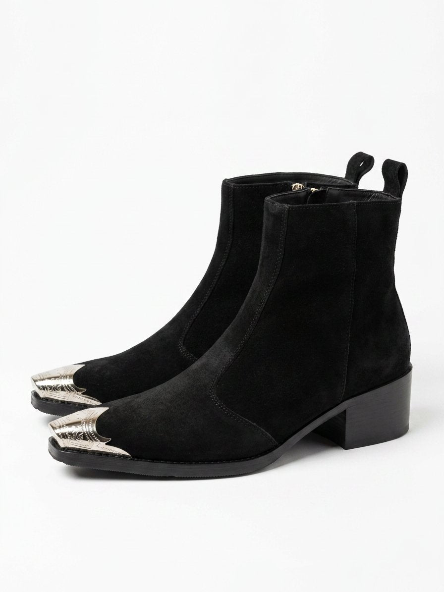 Scarface - The Mafia Suede Silver Toe ZIpper Boots
