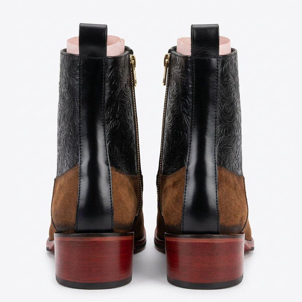 Scarface - Tripple Tone Brogue Leather Zipper Boots