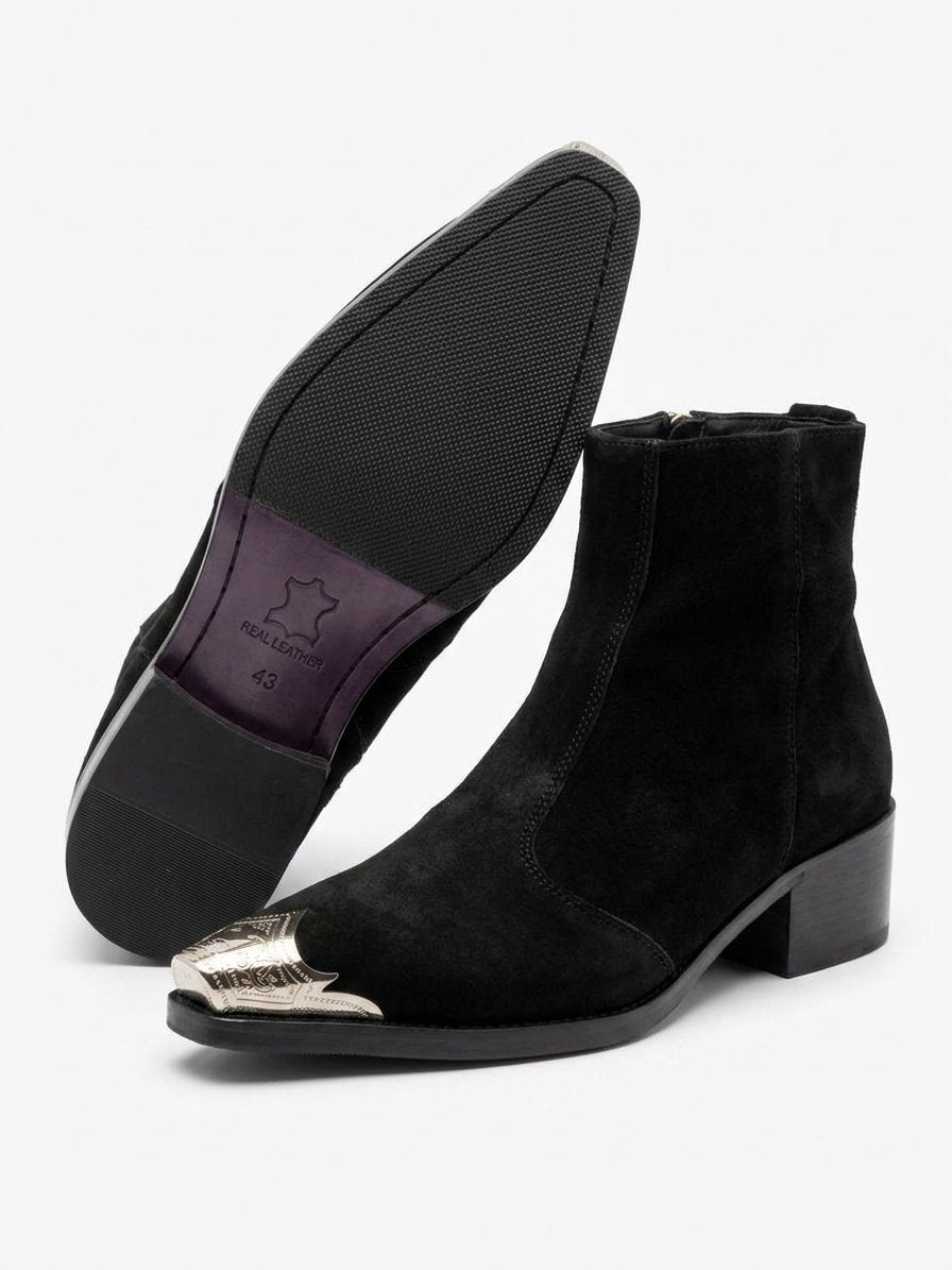Scarface - The Mafia Suede Silver Toe ZIpper Boots