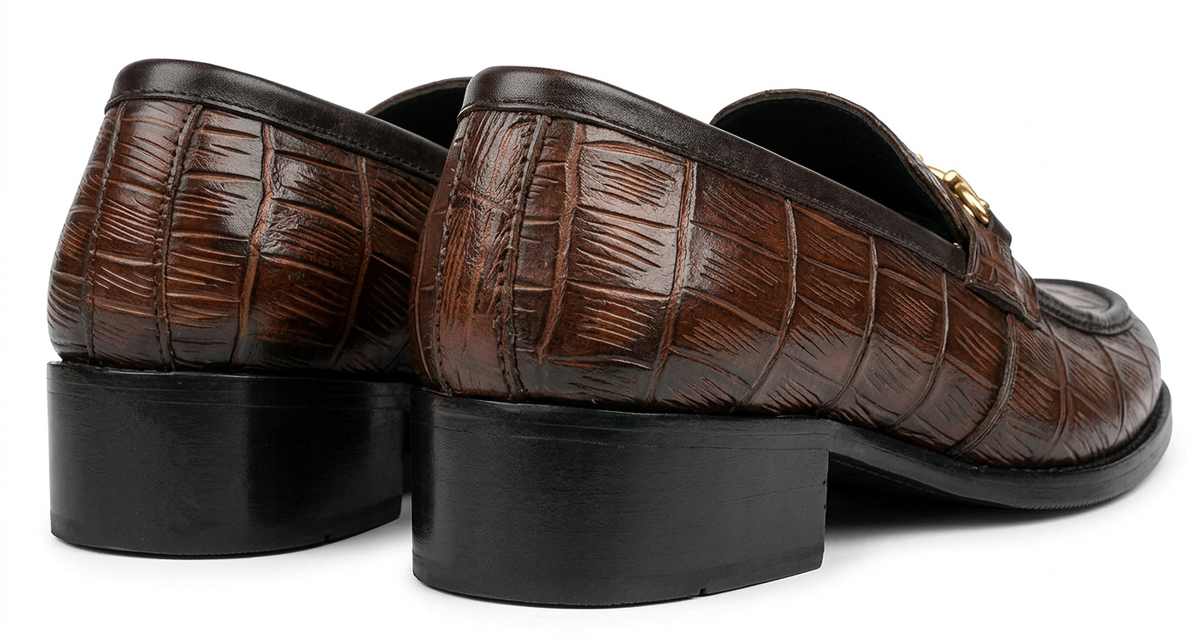 Bloodline Edition – Dark Brown Croc-Textured Pure Leather Loafers
