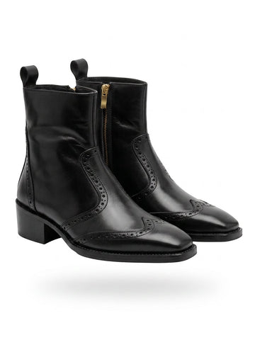 Scarface - Devil Brogue Cuban Heel Zipper Boots
